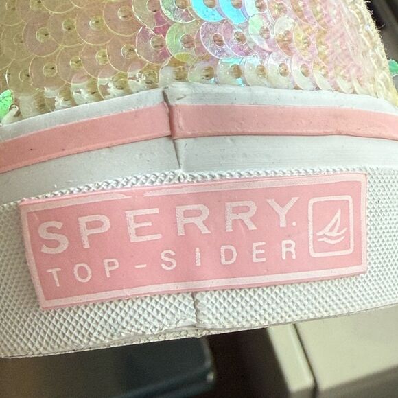 Sperry Top Sider Bahama Iridescent Sequin Pink White Boat Shoe. Size 11M. - Picture 9 of 10